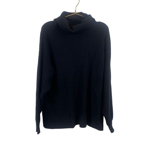 Free People Oversized‎ Sweater Turtleneck Black Size Small - Picture 1 of 7